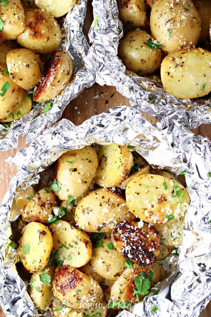 grilled garlic herb potatoes