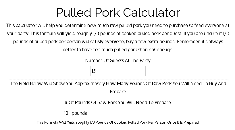Pulled Pork Per Person Calculator